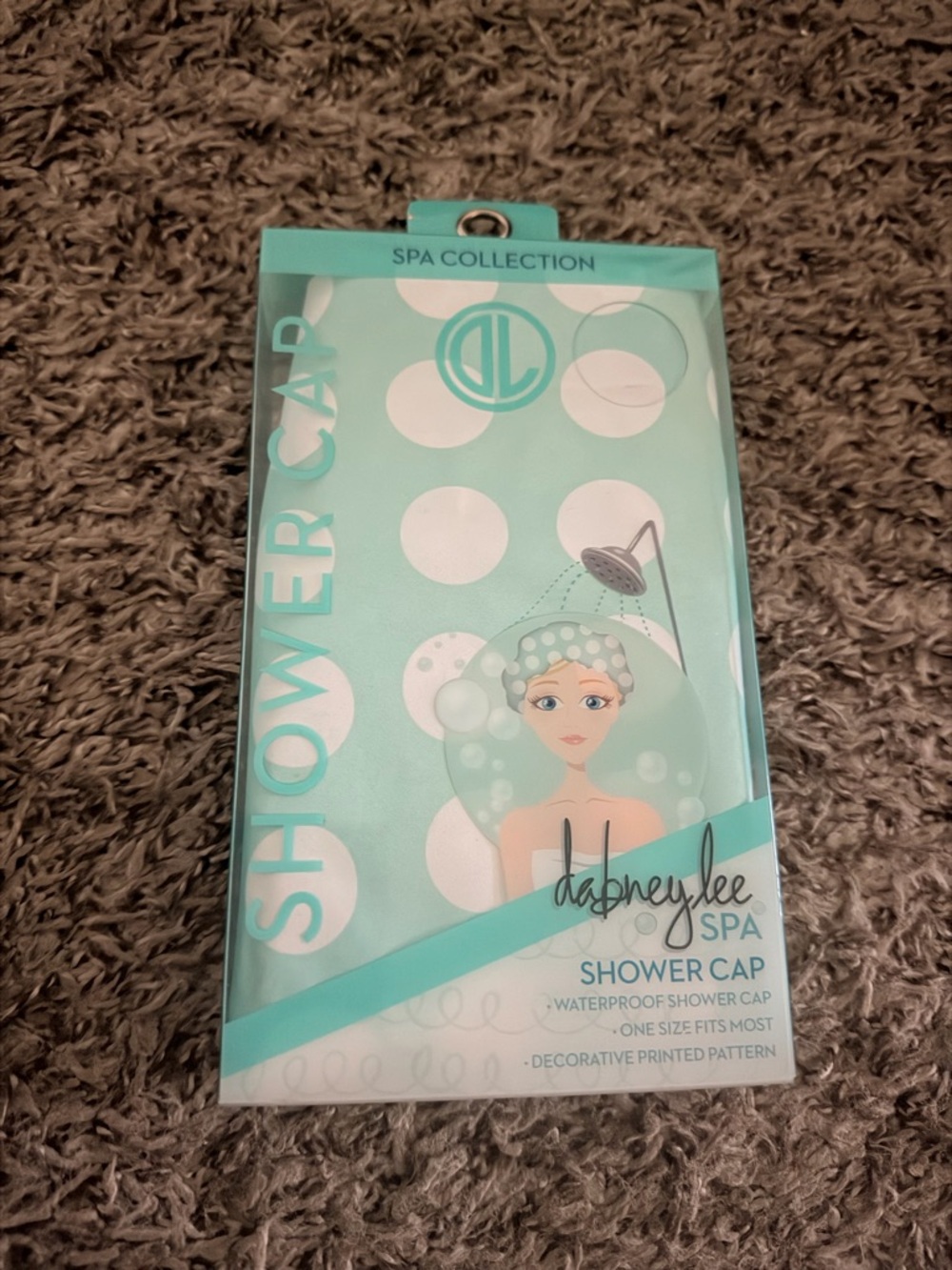 Dabney Lee Aquamarine Polka Dot Shower Cap